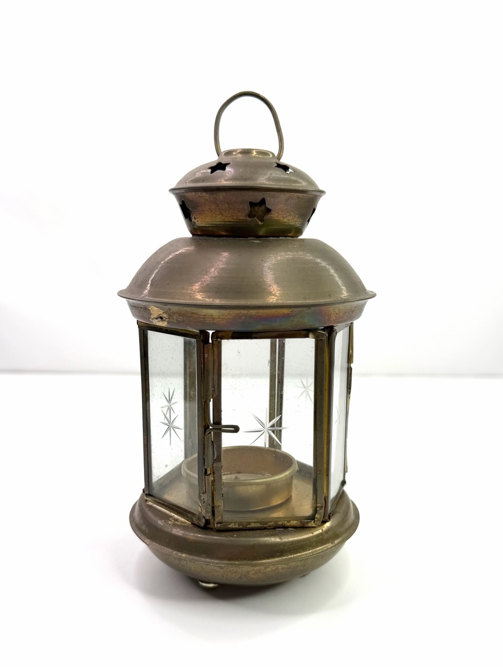 Brass Vintage Star-Panel Tea Light Lantern